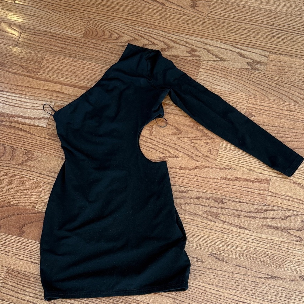 Fun and sexy super down one shoulder mini dress with cut out side
